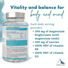 Magnesium Bisglycinate Premium + Taurine & Vitamins B6, D3